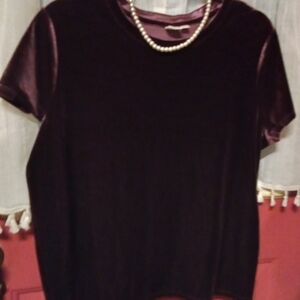 GAP Velvet Short Sleeve Top in Rich Purple